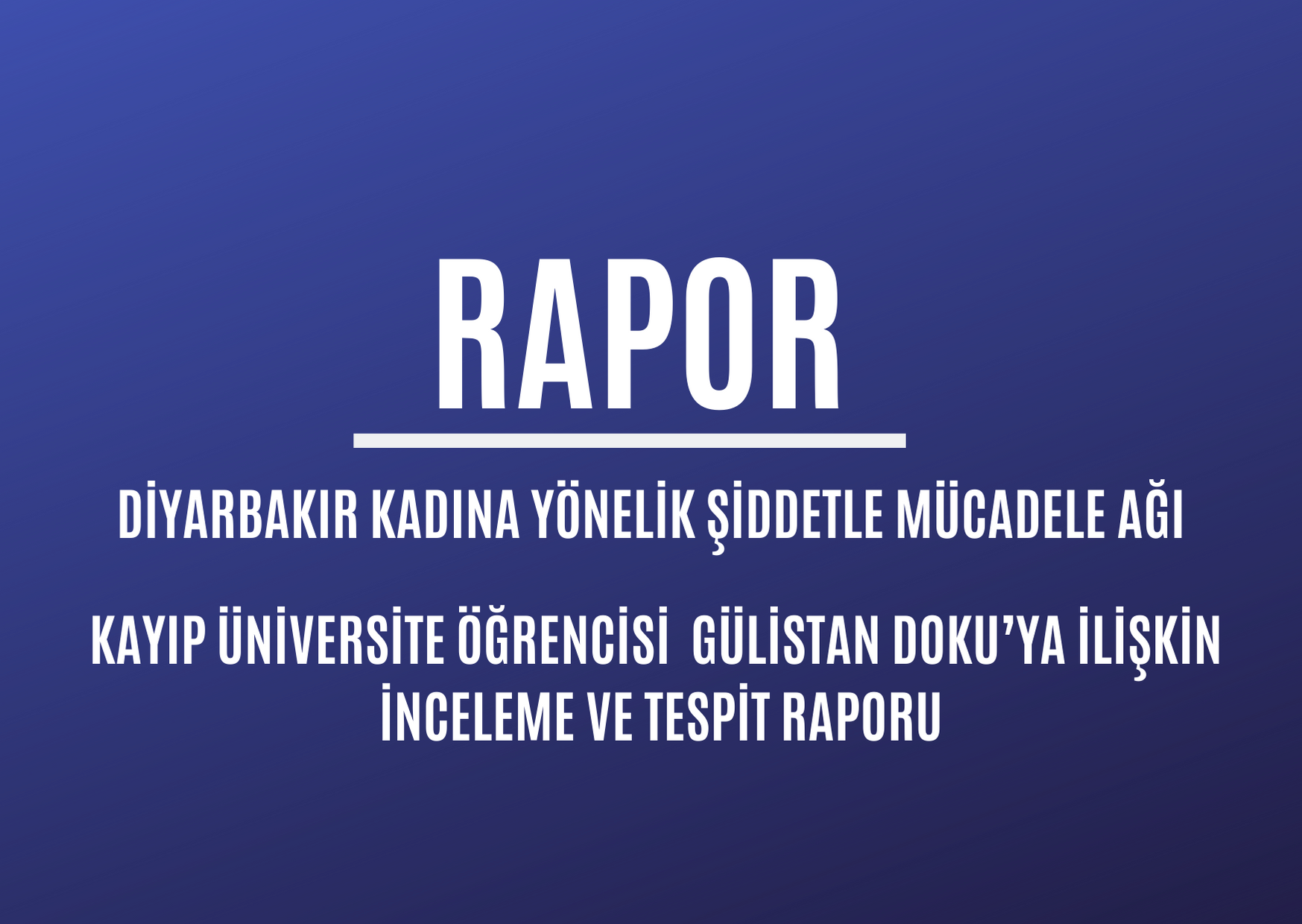 KAYIP ÜNİVERSİTE ÖĞRENCİSİ  GÜLİSTAN DOKU’YA İLİŞKİN İNCELEME VE TESPİT RAPORU