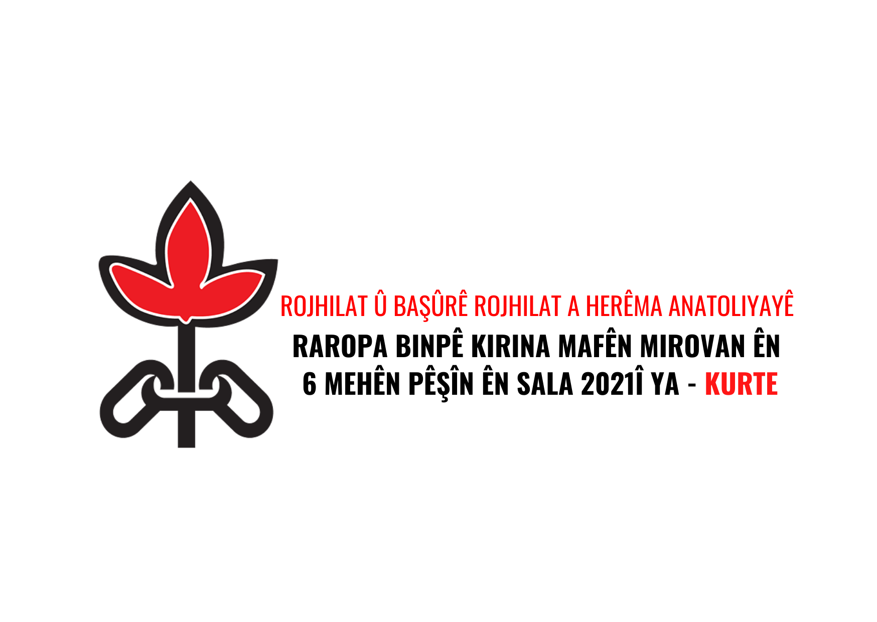 RAROPA BINPÊ KIRINA MAFÊN MIROVAN ÊN 6 MEHÊN PÊŞÎN ÊN SALA 2021Î YA ROJHILAT Û BAŞÛRÊ ROJHILAT A HERÊMA ANATOLIYAYÊ - KURTE